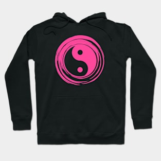 Hot Pink Color Yin Yang Symbol For Balance Hoodie